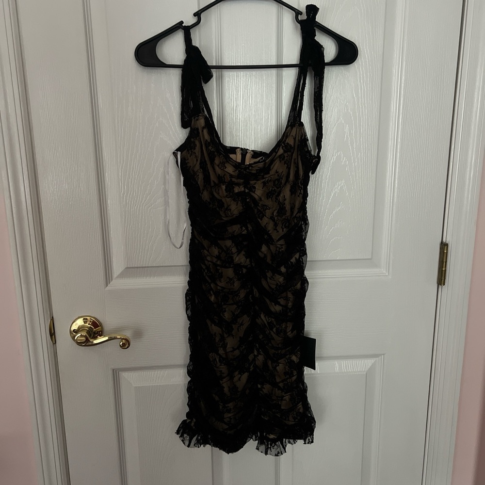 Lulu's Black and Tan Lace Dress